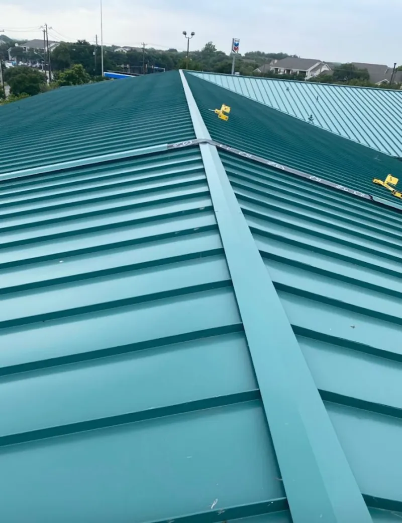 Green commercial metal roof ridge and valley for Metal Roof Repair in Millersville